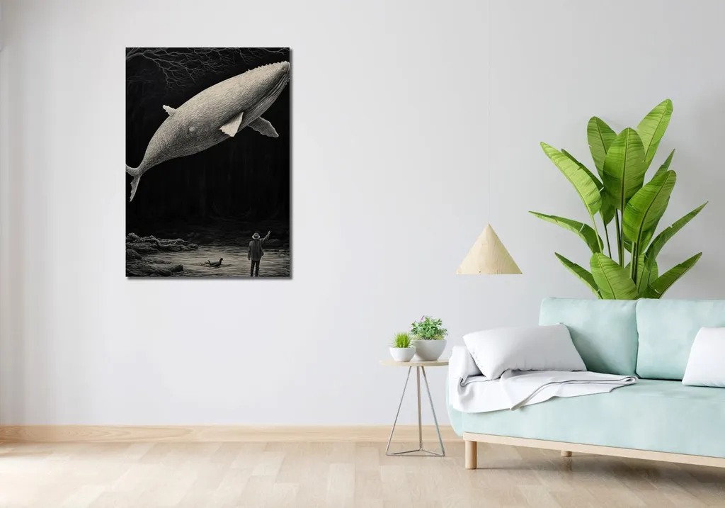 Tableau Baleine Blanche 70x100 cm - Décoration Murale Format Géant - 2