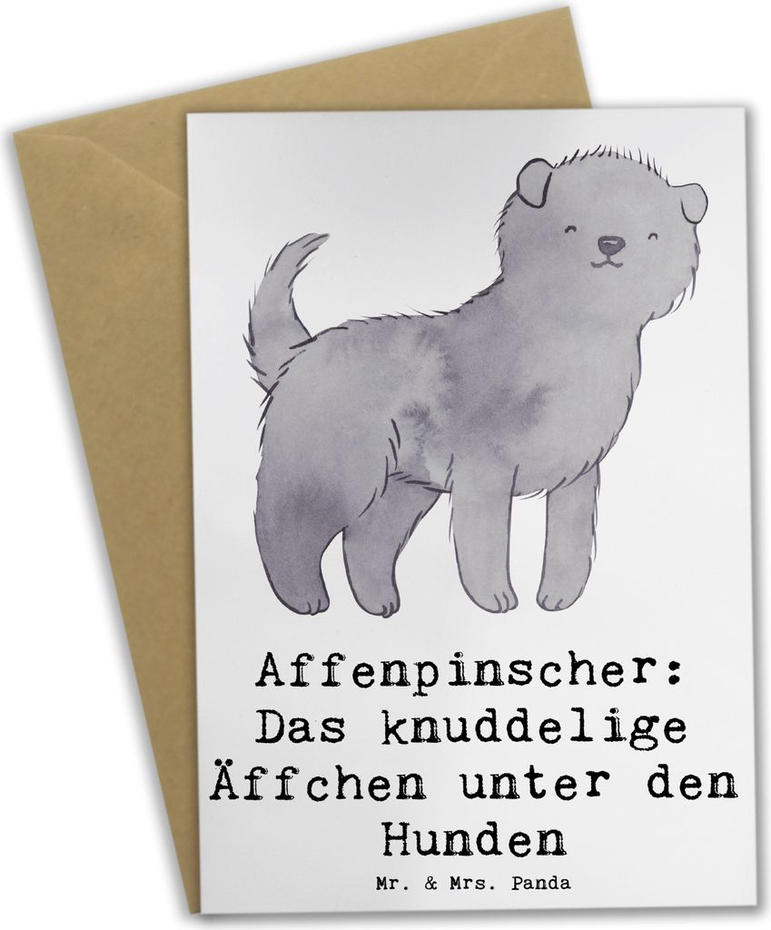 Mr. & Mrs. Panda Grußkarte Affenpinscher Äffchen - Weiß - Geschenk, hochzeitskarten, weihnachtskarten, Hunderassen Charakter, Hunderasse, verspi...
