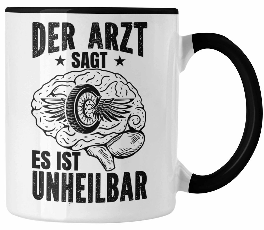 Motorradfahrer Tasse Geschenk Spruch für Männer Lustige Geschenkidee Motorrad Grafik (Schwarz)