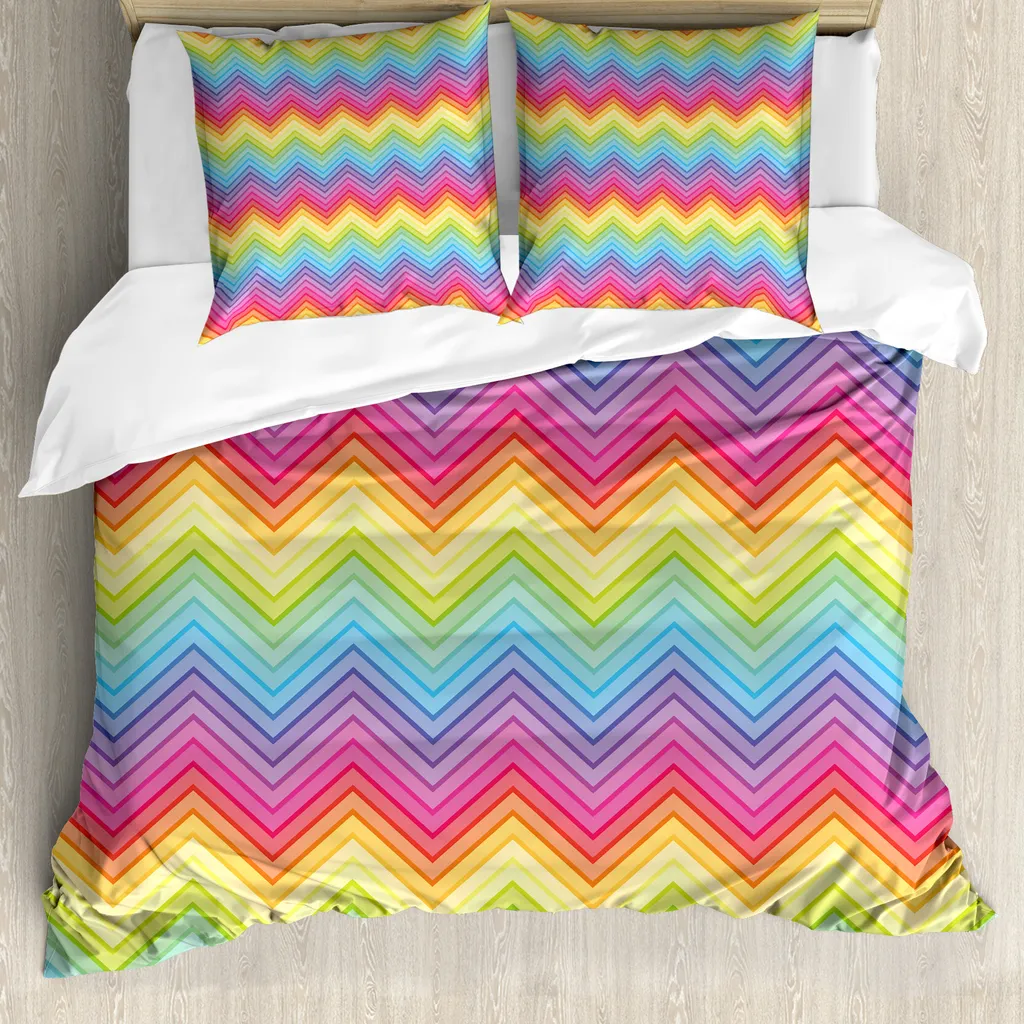 Set Copripiumino Vivid Chevron ABAKUHAUS 155x220 Multicolore Glam