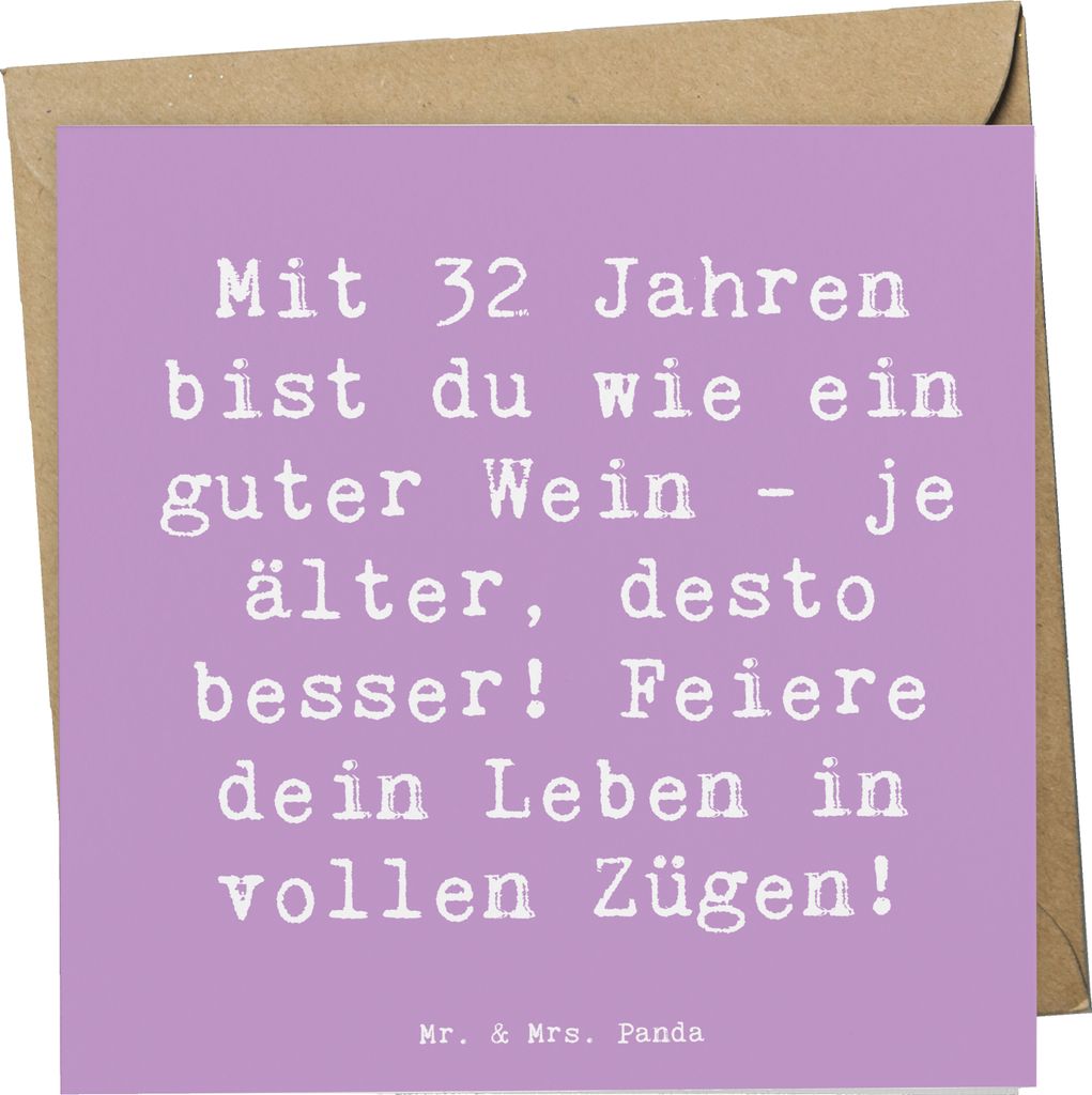 Mr. & Mrs. Panda doppelkarte Spruch 32. Geburtstag - Lavendeltraum - Geschenk, Reife, besondere Geschenke, faltkarte, Glückwunsch, 32 Jahre, Inspi...