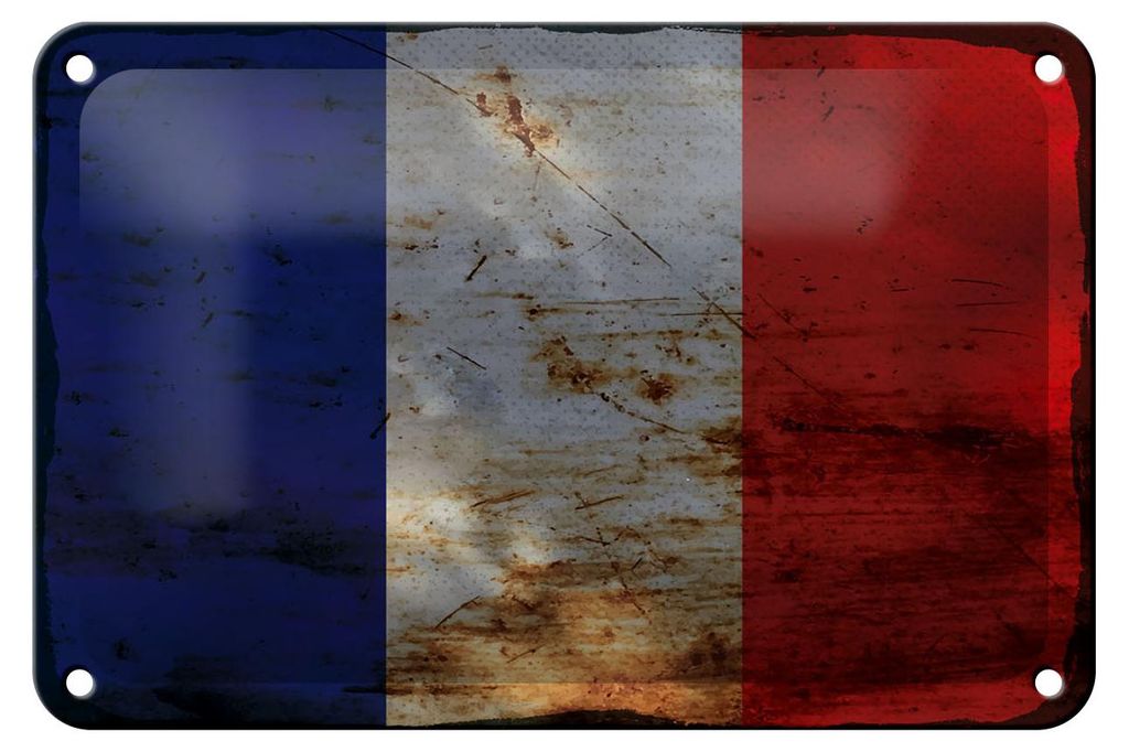 Blechschild Flagge Frankreich 18x12cm Flag of France Rost Dekoration