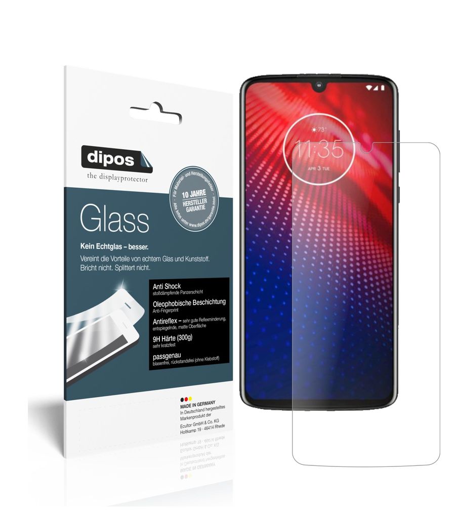 2x Schutzfolie für Motorola Moto Z4 matt - Anti-Shock 9H Folie dipos Glass Kunststoffglas