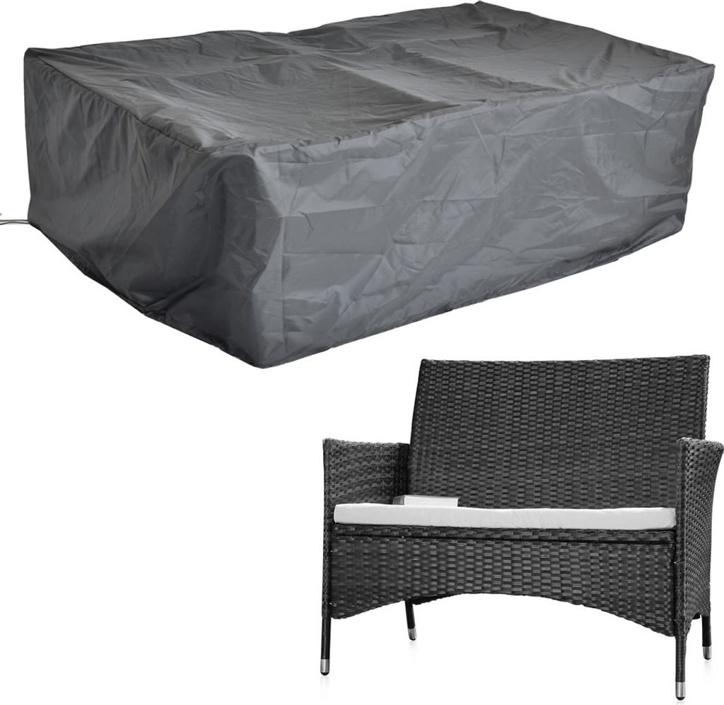 Mucola Schutzhülle Gartenmöbel Abdeckplane Abdeckhaube Garnitur Couch Sofa Tisch Wetterfest Schwarz - Gartenstuhl 63x58x112