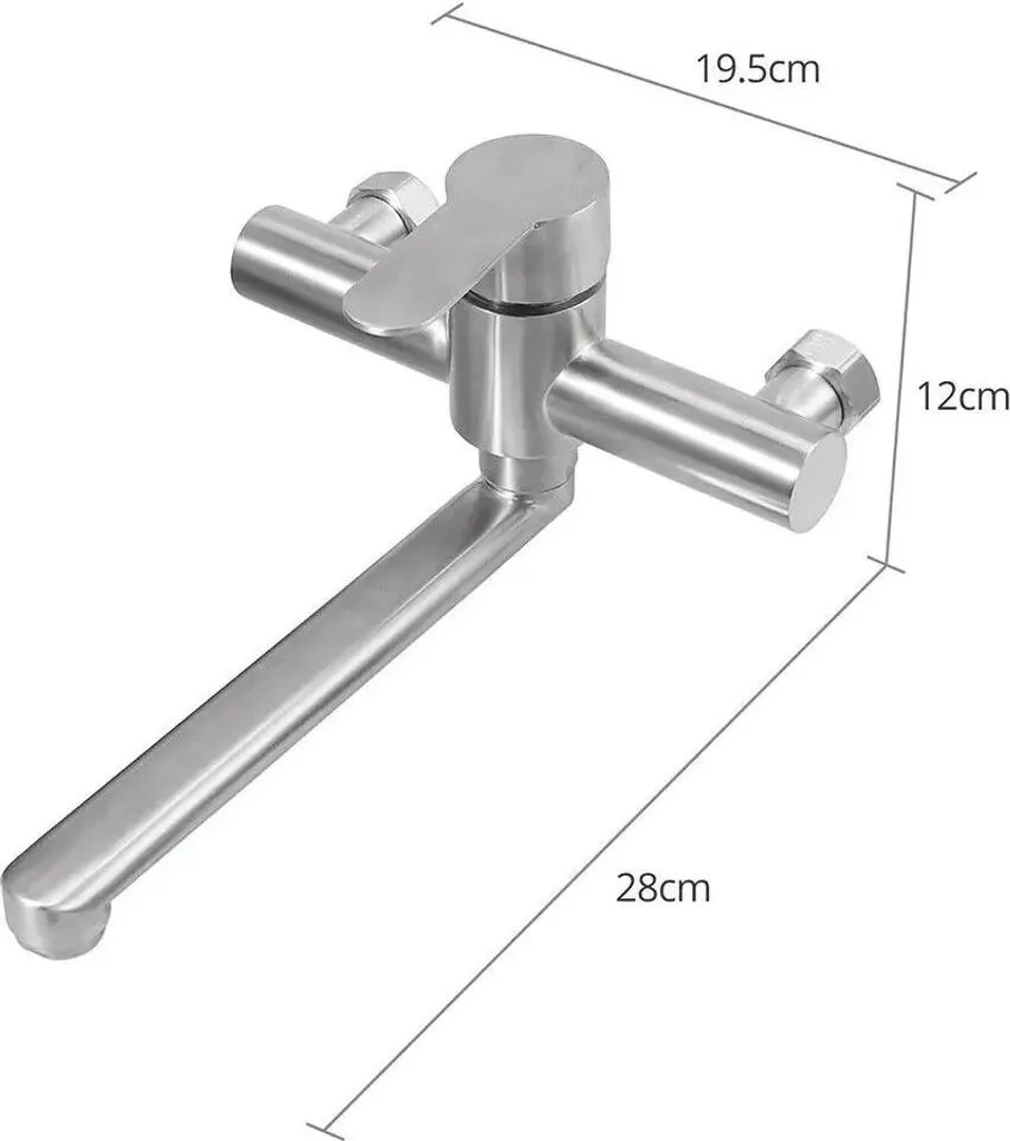 Rubinetteria per bagno - Rubinetto per lavabo - Montaggio a vista - Acciaio inossidabile 304 - Nucleo della valvola in acciaio inossidabile - Superficie liscia - Facile da pulire - 3