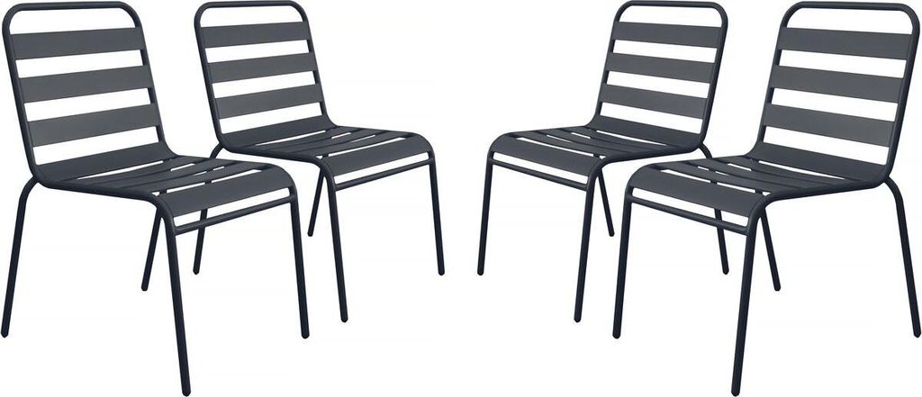 4er-Set stapelbare Gartenstühle aus Metall 'Bilbao' – Grau