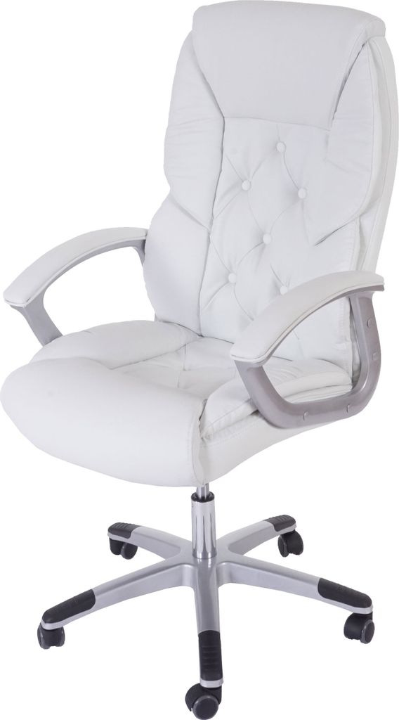 Profi-Bürostuhl L42 XXL, Chefsessel Drehstuhl, 150kg belastbar Kunstleder weiß