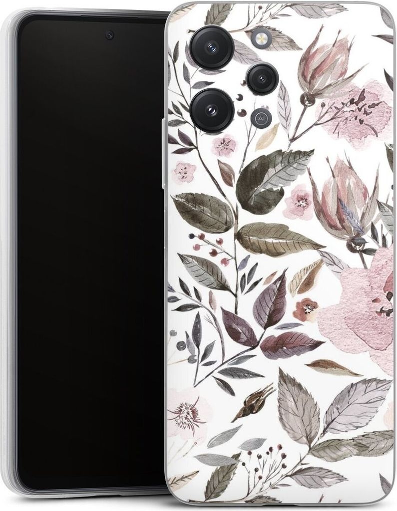 DeinDesign Slim Hülle für Xiaomi Redmi 12 Silikon Case Ultra Dünn Handyhülle Blumen Pastell Wasserfarbe