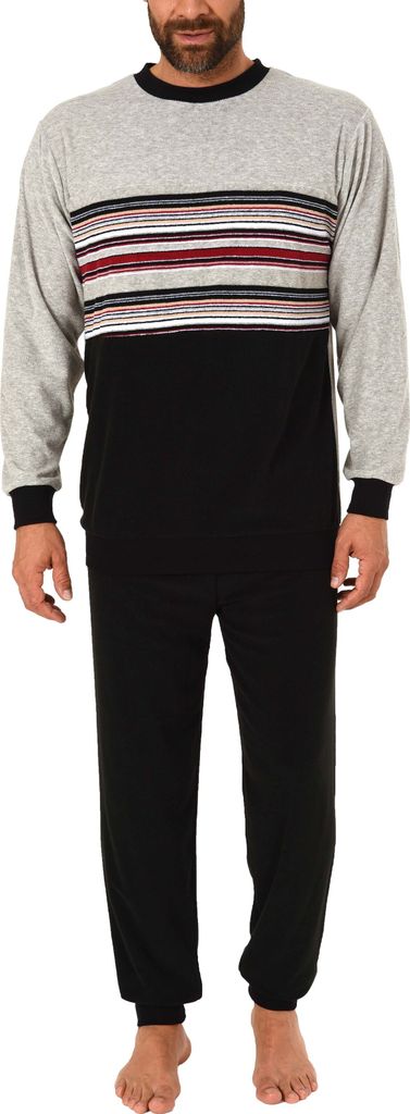 Eleganter Herren Frottee, Pyjama Schlafanzug mit Bündchen, auch in Übergrößen - 281 101 93 004 ; anthrazit-melange , 66