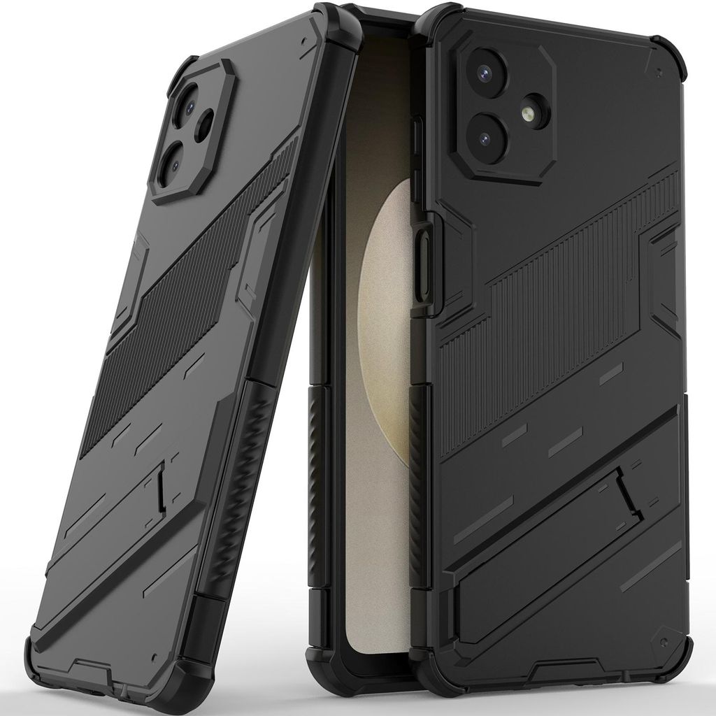 Armor Hülle für Samsung Galaxy A07 5G/4G Hybrid PC TPU Bumper Stoßfestes Schutzhülle mit Standfunktion Schwarz