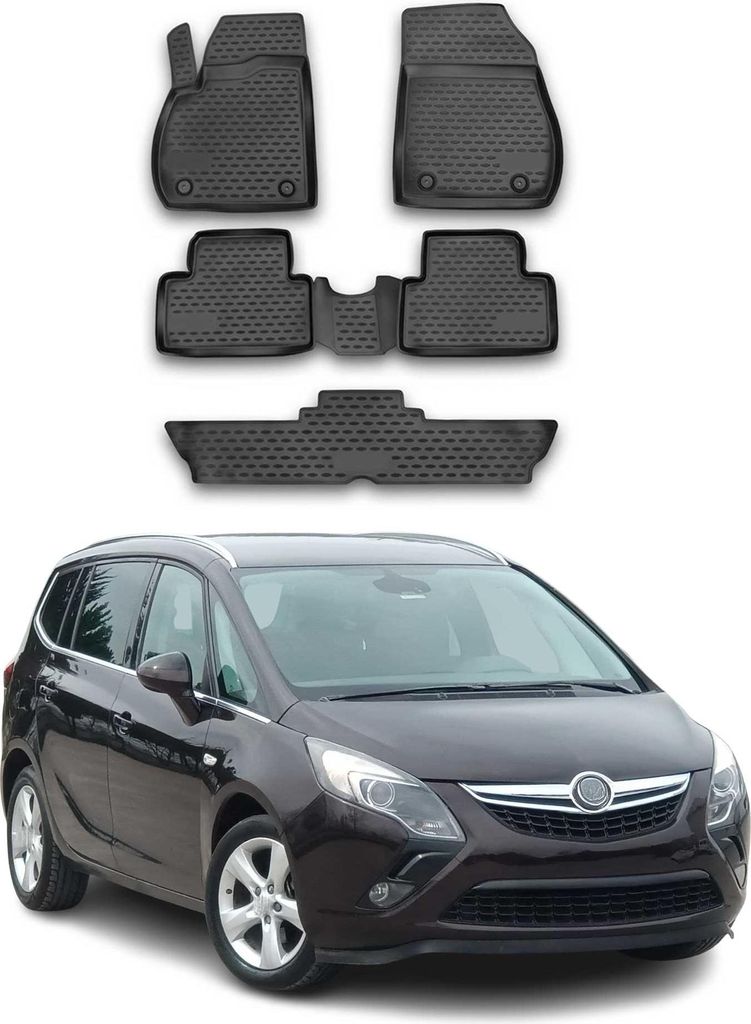 2011-2019 Opel Zafira C 7 posti tappetini TPE nero 5 pz Immagine del prodotto 