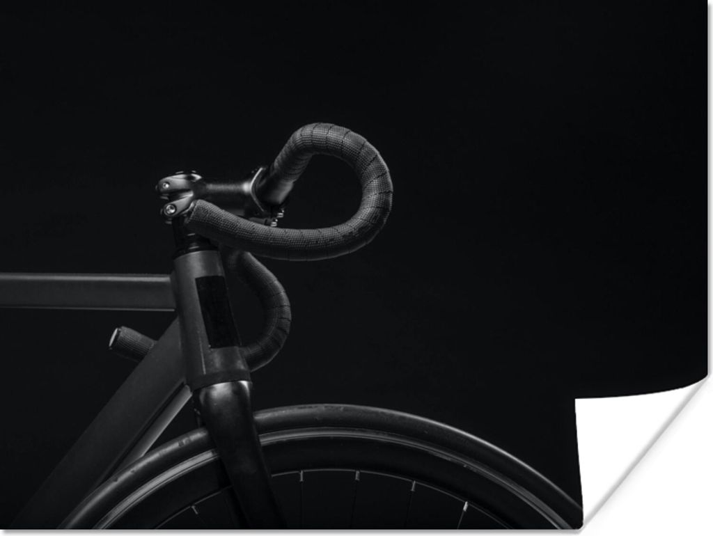 MuchoWow Poster Fahrrad - Lenker - Schwarz - Weiß 120x90 cm - Wandbild
