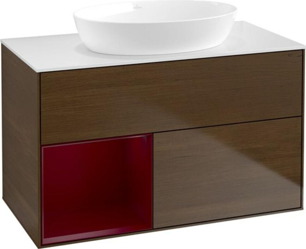 V&B Waschtischunterschrank Finion 100, Pl wh. m, Reg Peo m Lac, wal ven