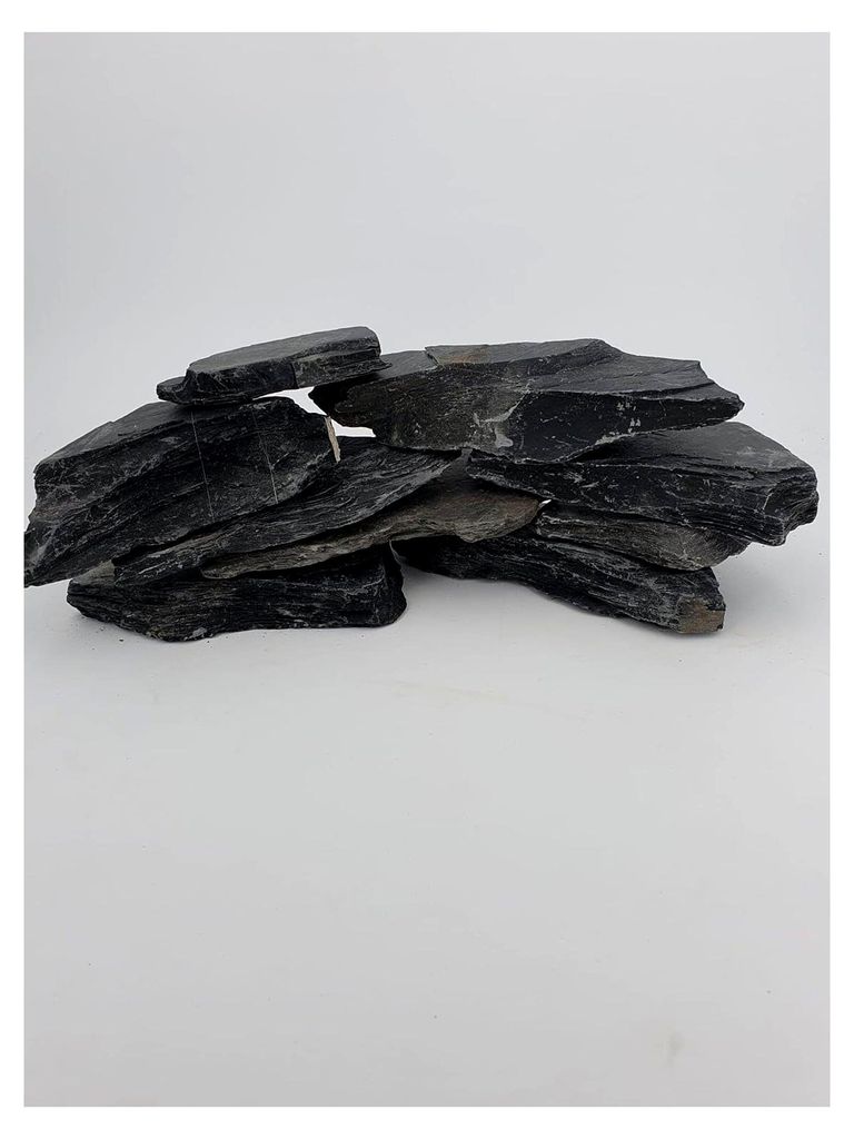 Schiefer Schwarz 1 kg Stücke – Geeignet für Aquarien, Terrassenbau und Dekoration, Naturschiefer, verschiedene Stücke
