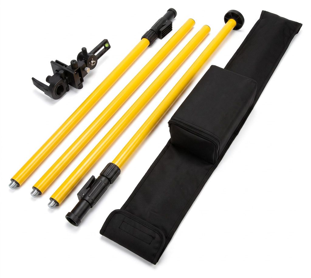 Laserstang 420 cm, 4-delige spanstang vloer-plafond, Productafbeelding  AI-gegenereerde afbeelding