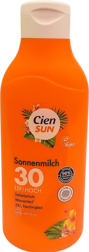 Cien Sun Sonnenmilch LSF 30 500ml Wasserfest Sofortschutz Vegan UVA+ UVB Schutz 1 Stück
