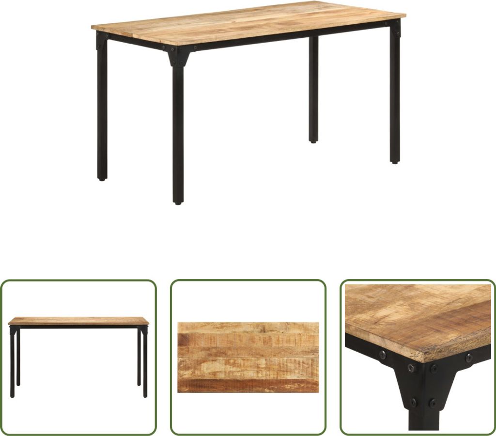 The Living Store Esstisch 140x70x76 cm Raues Mangoholz