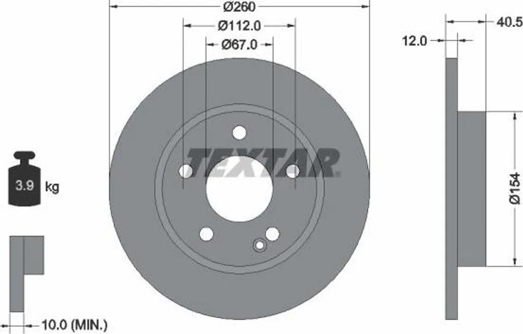 Disque de frein 92091203 TEXTAR : fini les vibrations, pour Classe A