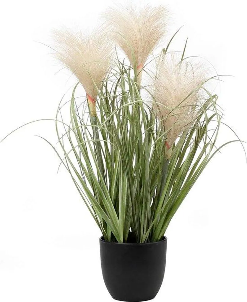 Gazon synthétique noir 30cm en vase plastique noir pour déco moderne
