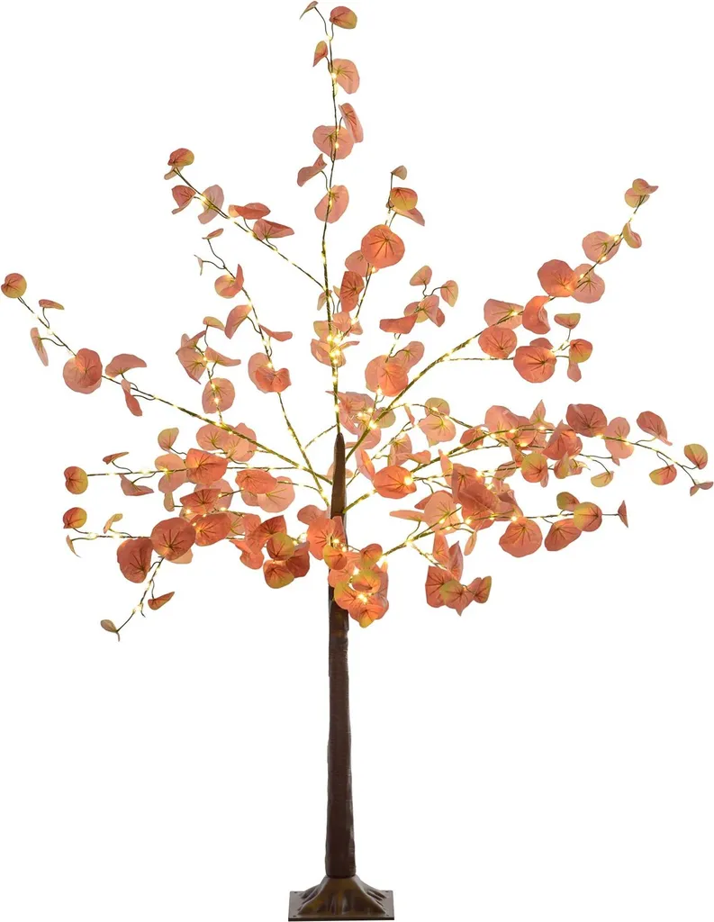 Arbre Lumineux Eucalyptus Artificiel - Décoration LED Orange 150 cm