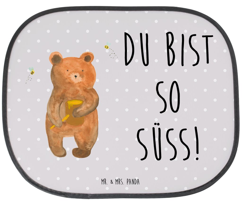 Mr. & Mrs. Panda Sonnenschutz für Auto Bär Honig - Grau Pastell - Geschenk, Liebe, Verliebte, Hitzeschutz, Fürs, Teddy, autofenster, Autoscheibe...