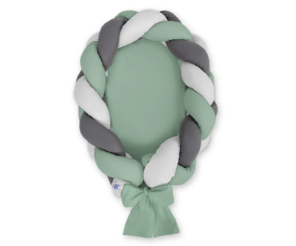 Lit de bébé tressé 2 en 1 szałwia gris anthracite - 120x60 cm modulable