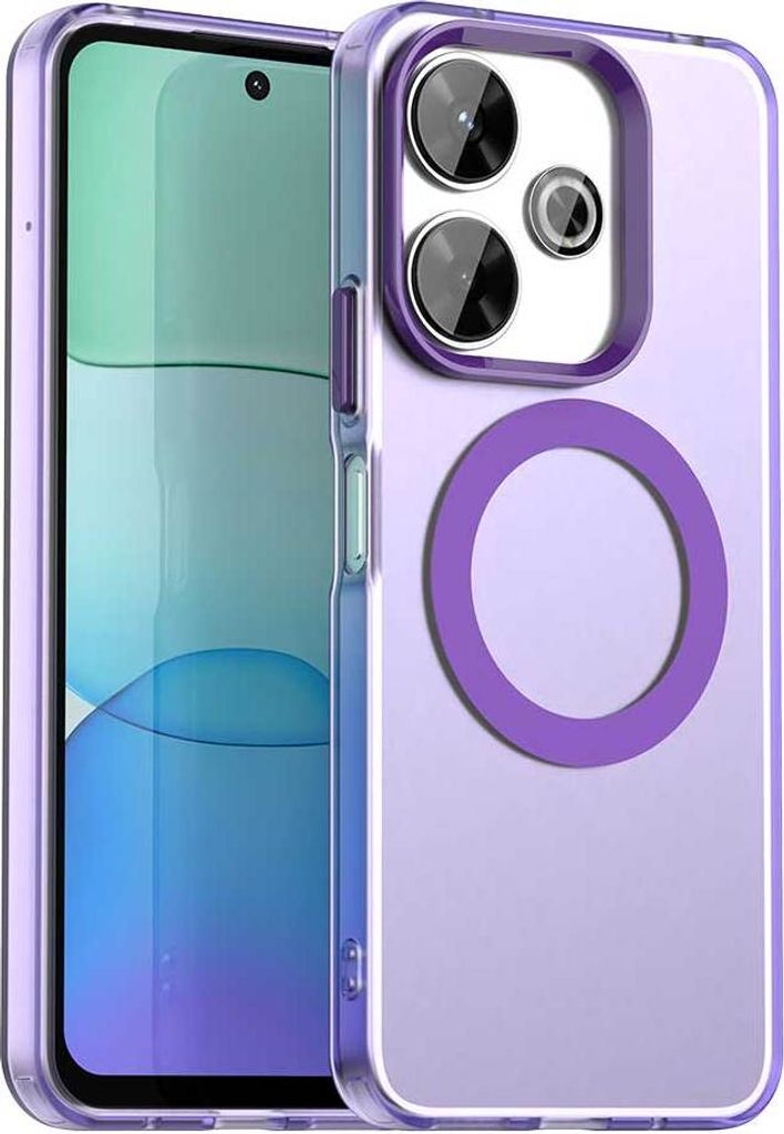 Magnetisch Hülle für Xiaomi Poco M6 4G, Schlank Durchscheinend Matt Stoßfest Handyhülle Lila