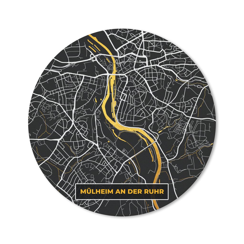 MuchoWow Mauspad Mousepad Mülheim an der Ruhr - Gold - Stadtplan - Karte - Deutschland 20x20 cm - Mousepads - Maus Mat - Pad - Mausunterlage - S...