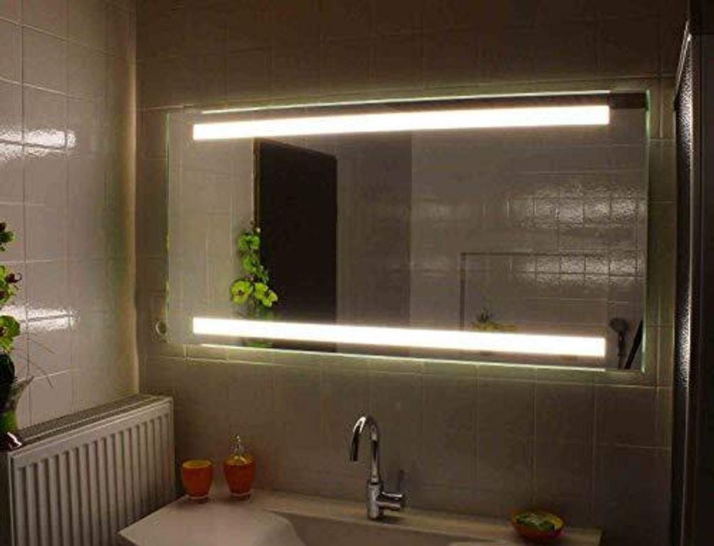 LED Badspiegel mit Beleuchtung in 5mm Stärke und Polierter Kante Wandspiegel Lichtspiegel Forte Square II - 70 x 50 cm