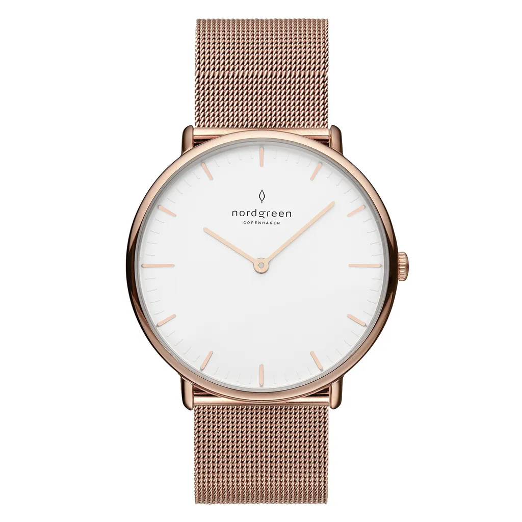 Montre Femme Native Nordgreen Quartz avec Bracelet en Maille Or Rose