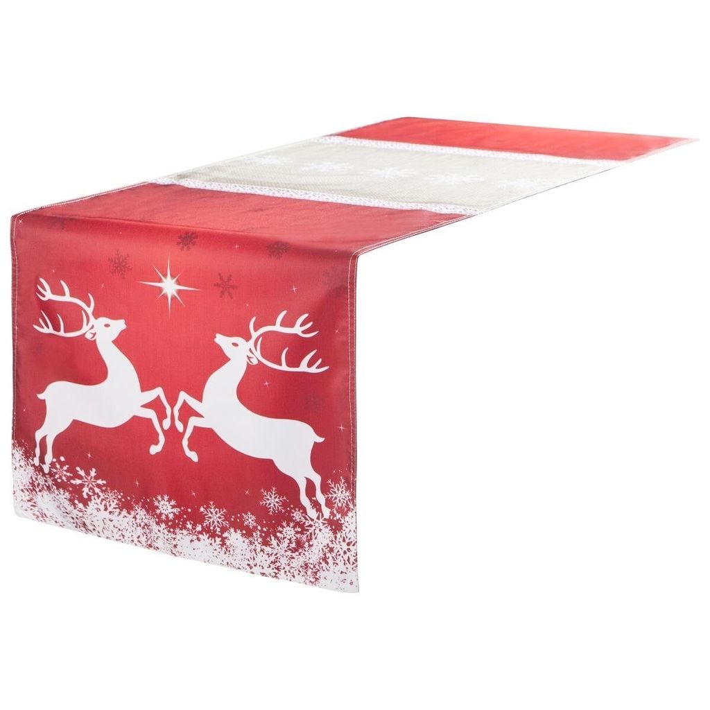 Tischläufer Jori - Hirsch rot ca 42 x 145 cm Weihnachtsdecke