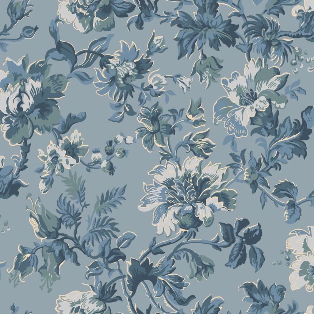 Duro Tapete Blumen Graublau - 661192 - 53 cm x 10.05 m