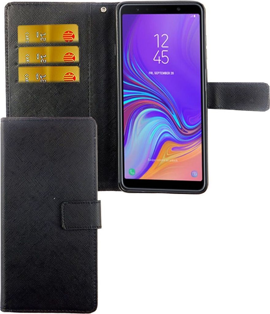 Samsung Galaxy A9 2018 Tasche Handy Hülle Schutz-Cover Flip-Case mit Kartenfach Schwarz