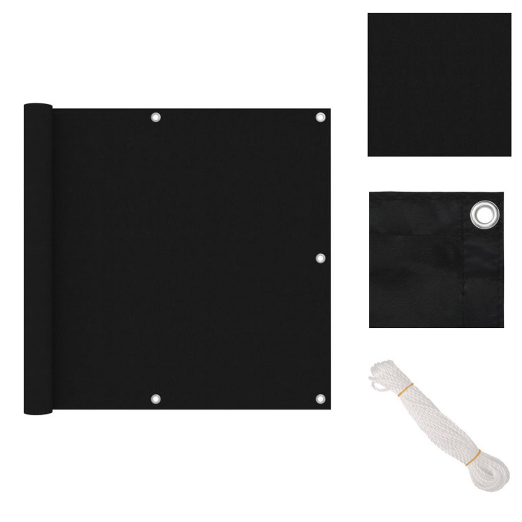 vidaXL Balkon-Sichtschutz Schwarz 90x500 cm Oxford-Gewebe - Sonnenschirme & Sonnenschutze