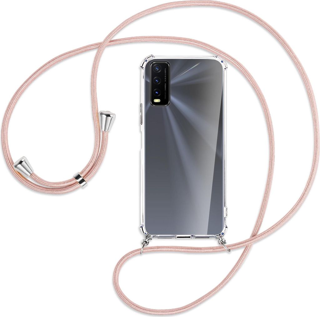 Handykette Backcover-Schutzhülle mit Band (Metall silberfarben) für vivo Y20s / Y11s - roségold