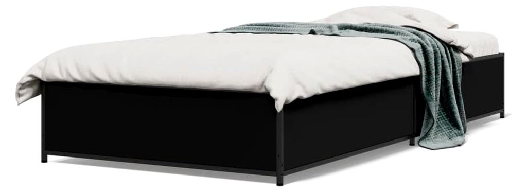 Bettgestell Schwarz 100x200 cm aus Holzwerkstoff und Metall