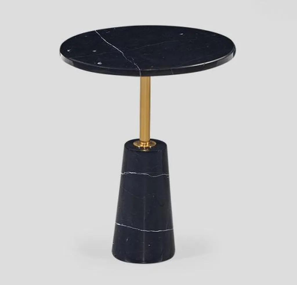 Table basse d'appoint ronde - Meuble de salon noir pour petit espace