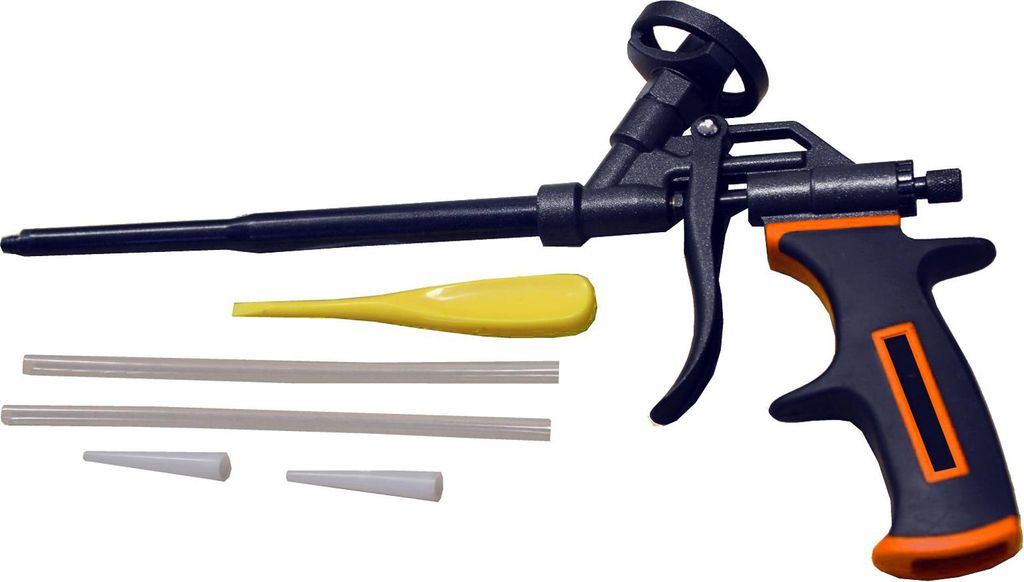Schaumpistole 330x50x180mm mit Teflon Antihaftbeschichtung, ergonomischem 2K-Griff und Materialflussregelung