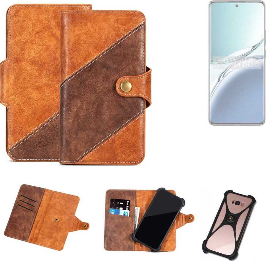K-S-Trade Handyhülle Schutzhülle Bookstyle Case Wallet-Case kompatibel mit Oppo F27 Pro+ Cover Klapphülle Kantenschutz Smartphone dunkelbraun braun
