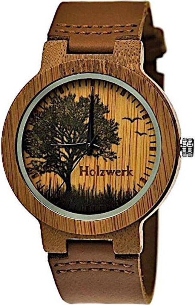 Holzwerk FORST Damen & Herren Holz Uhr mit Leder Armband Produktbild 