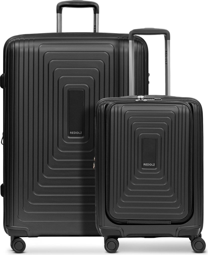 REDOLZ mit Laptopfach Essentials 14 Trolley Set 2-teilig ( S Exp. Front Pocket ) Black Metallic schwarz 54cm