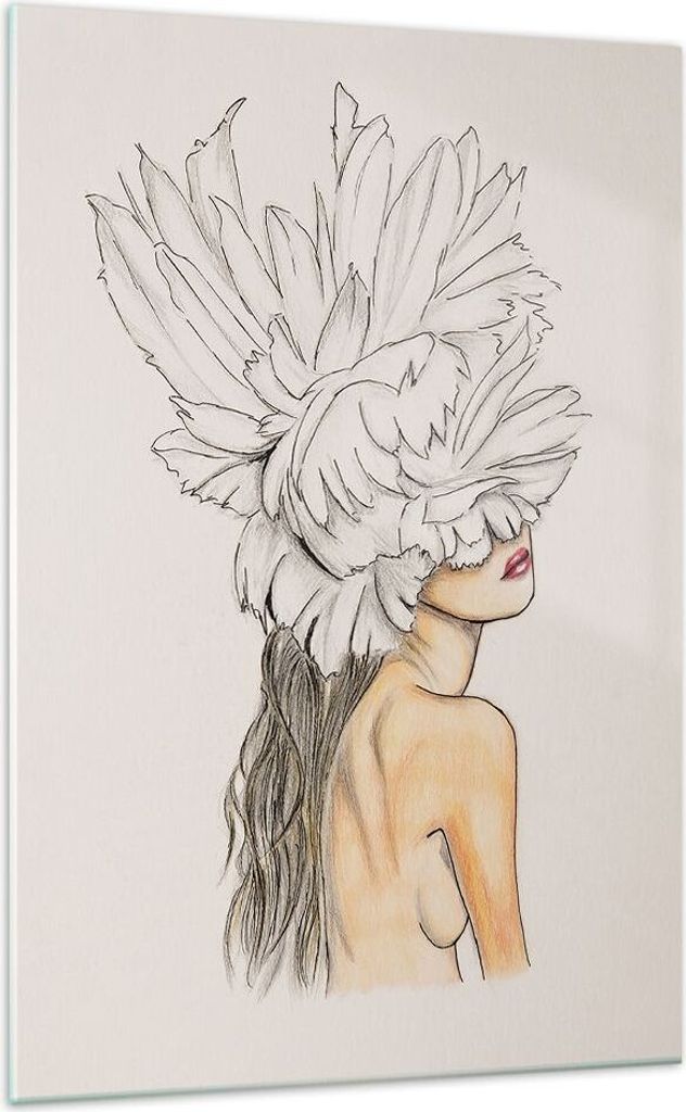 Bilder auf glas - Einteilig - Mode Frau Zeichnung - 70x100cm - Glasbilder - Wandbilder - Bilder - zum Aufhängen bereit - Wanddekoration aus Glas -...