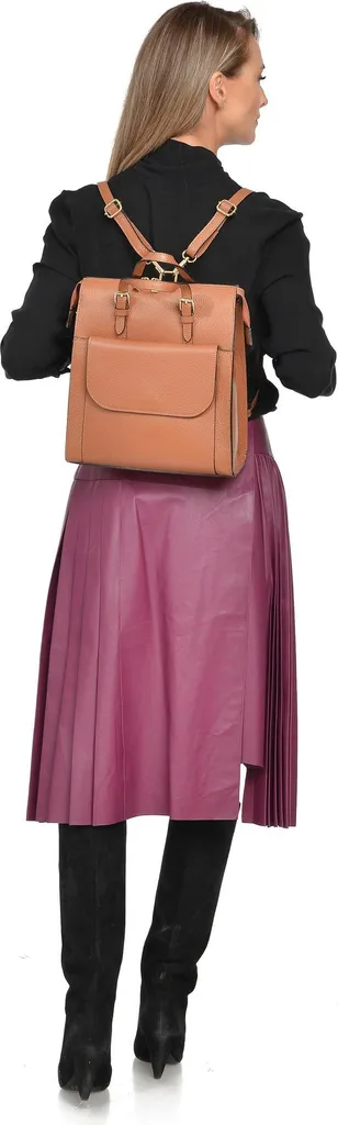 Sac à dos Luisa Vannini LV 102 en cuir Cognac Scuro : Finition Premium