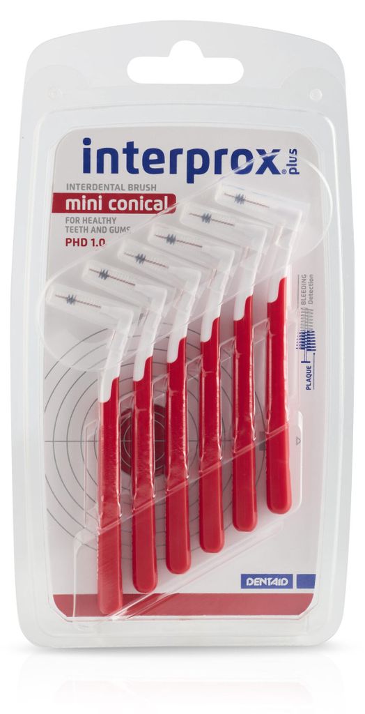 Interprox Plus ragers mini conical rood (6 stuks) Productafbeelding 