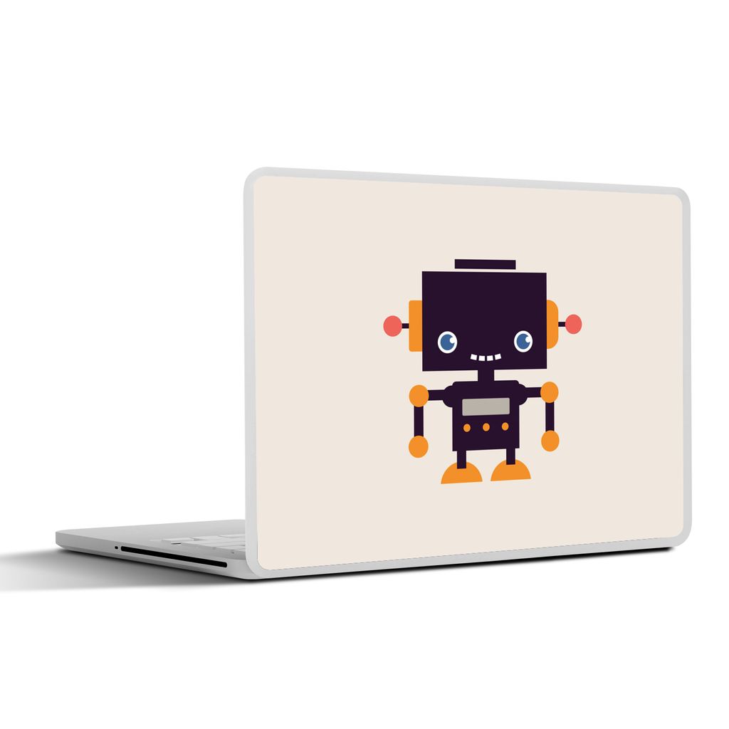 MuchoWow Laptop Aufkleber Sticker Cover Roboter - Antenne - Orange - Beige - Kind - Kinder 40x30 cm - Laptop Dekoration - Selbstklebend