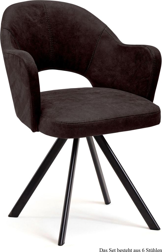 Armlehnstuhl drehbar (6er-Set) Devon 59x87x61 Schwarz/Espresso