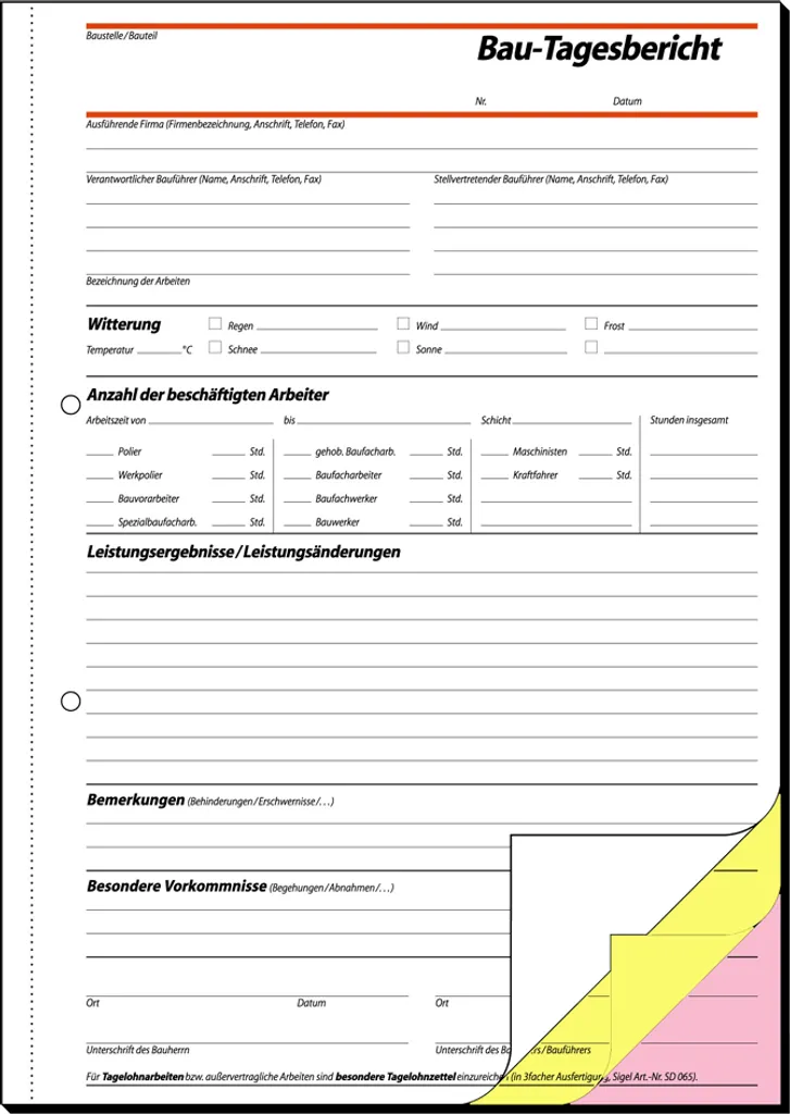 Carnet de Rapport de Chantier A4 Journal de Bord Travaux Sigel SY281