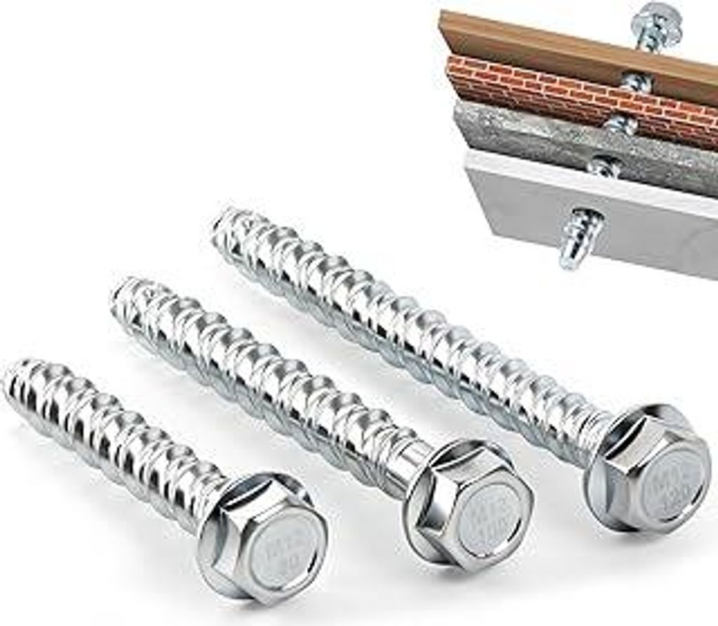 Betonschrauben Ohne dübel M12x100 8Stk Betonschraube Sechskantkopf Verzinkt mit Scheibe Mauerschrauben für Mauerwerk Beton Ziegelmauern