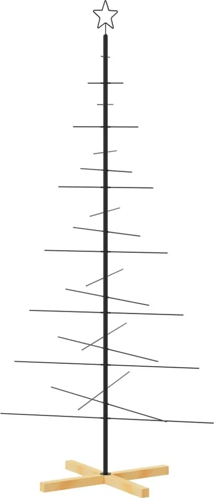 Sapin de Noël sans épines 180 cm en métal noir et pied bois stable