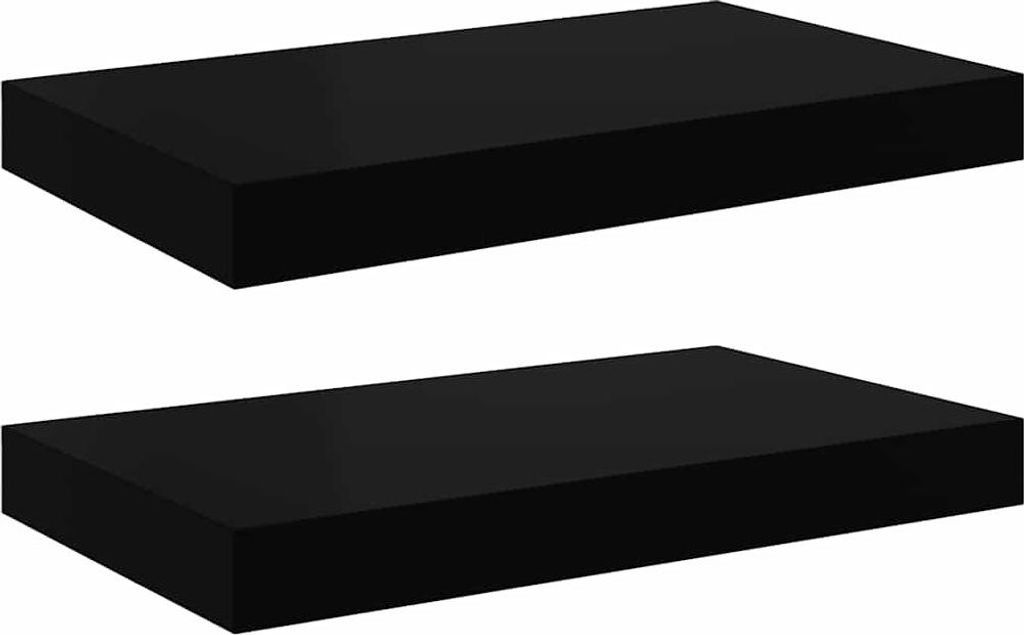 vidaXL Schweberegale 2 Stk. Hochglanz-Schwarz 40x23x3,8 cm MDF